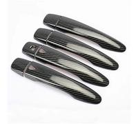 Convient pour Renault, Kadjar 2015-2020 en fibre de carbone chromée, couvercle de poignée de porte extérieure de voiture (noir sans bouton) (noir, 2 boutons)