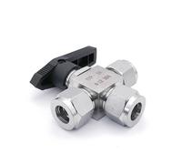 Convient pour robinet à boisseau sphérique 3/4/6/8/10/12-20 mm, 1/8", 1/4", 3/8", 1/2" OD Tube en T de compression en forme de T 304 en acier inoxydable 304 (12 mm)