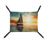 Convient pour toutes les saisons ! Hamac en toile imprimé bateau sur l'océan pour animal domestique, lit suspendu pour chat et chien, respirant et confortable