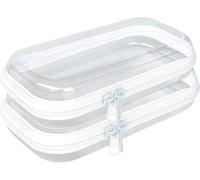 Convihealth Lot de 2 - Boîte de rangement en plastique transparent avec fermeture éclair - Organisateurs professionnels en coque dure en plastique, sac à cosmétiques, boîtes à en-cas