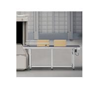 VEVOR Convoyeur à bande motorisé 1803,4x198,1 mm convoyeur en acier inoxydable ceinture de transporteuse en PVC antistatique vitesse réglable double garde-corps pour application codage à jet d'encre