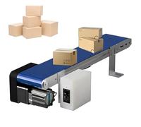 Convoyeur à bande électrique de bureau compact, vitesse et tension réglables, vitesse du moteur 1350-3000 tr/min, pour laboratoires, industries agroalimentaires et lignes d'emballage.