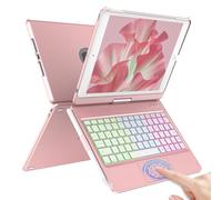 COO Étui avec Clavier pour iPad 10,2" 9e/8e/7e génération, iPad Air 10,5" (3(^>e<^) génération)/iPad Pro 10,5", rétroéclairé 10 Couleurs, Rotation à 360° avec Clavier, Mise en Veille/réveil
