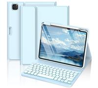 COO Étui portefeuille avec clavier pour iPad Air 11" (M3/M2, 2025/2024) et iPad Air 5/4e génération (2020/2022), rétroéclairage 7 couleurs, étui folio avec porte-crayon pour iPad Pro 11 (4e/3e/2e/1ère