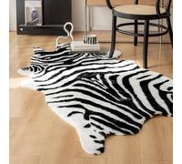 Cooalinar Tapis à Imprimé ZèBre,Tapis Imprimé Cowhide,Tapis Imprimé Vache,Tapis Imprimé ZèBre Imitation,Tapis Imprimé ZèBre en Fausse Peau De Vache,Tapis en Peau De Vache Artificielle