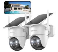 COOAU 2K Camera Surveillance WiFi Exterieure sans Fil | Caméra Solaire 3MP 360° PTZ, Wi-FI 6, Recharge Basse Luminosité, Alarme Lumineuse et Sonore, Vision Nocturne Couleur, IP66, 2 Paquets