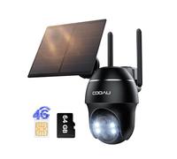 COOAU 4G LTE Camera Surveillance Extérieure sans fil - 2K 3MP Caméra Solaire avec carte SIM sans WiFi | 360°PTZ | Détection de mouvement | Vision nocturne couleur | Stockage local 64 Go & cloud | IP66