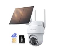 COOAU 4G LTE Camera Surveillance Extérieure sans fil - 2K 3MP Caméra Solaire sans Wi-Fi avec carte SIM | 360° PTZ | Audio bidirectionnel | Vision nocturne couleur | IP66 | Stockage local 64 Go & cloud