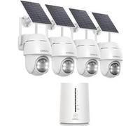 COOAU 4MP Camera Surveillance WiFi exterieure sans Fil - 365 Jours avec Panneau Solaire - Base + 4 Caméras - 2.5K | 64 Go Stockage Local | 360° Panoramique | Zéro frais mensuel | Compatible avec Alexa