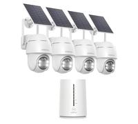 COOAU 4MP Camera Surveillance WiFi exterieure sans Fil - 365 Jours avec Panneau Solaire - Base + 4 Caméras - 2.5K | 64 Go Stockage Local | 360° Panoramique | Zéro frais mensuel | Compatible avec Alexa