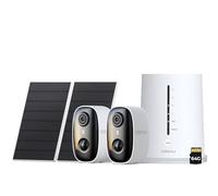 COOAU 4MP Camera Surveillance WiFi exterieure sans Fil Solaire, Kit 2 Caméras Fixes avec Base, sans Abonnement, 2.5K Vision Nocturne Couleur, WiFi 2.4/5GHz, Détection PIR, Stockage Local 64 Go, IP66