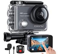 COOAU Caméra d'action Native 4K 60fps 20MP Écran tactile Wi-Fi Zoom 8X EIS Anti-ShaKE Boîtier sous-marin étanche 40m Microphone extérieur