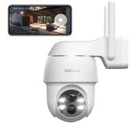 COOAU Caméra de surveillance extérieure à batterie solaire, 2K PTZ 360°sans fil WiFi détecteur de mouvement,Vision nocturne colorée