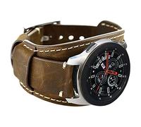 CooBES Compatible avec Samsung Galaxy Watch 42mm/Watch 4 40mm 44mm Classic 42mm 46mm/Active 2 40mm 44mm/Gear S2 Classic Sport Bracelet,20mm en cuir véritable Cuff Bande (Café)