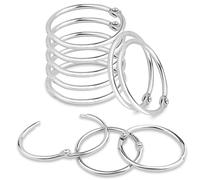 CooBigo Lot de 50 anneaux de reliure en métal de 2,5 cm pour carte d'index, carte mémoire, rideau de douche, organisateur de fil à broder DMC, porte-clés, argenté