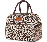 Coobiiya Petit sac à déjeuner pour femme, petit seau à déjeuner étanche réutilisable de grande capacité pour travail/bureau/pique-nique/plage - Léopard