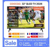 Coocaa Smart TV 32 pouces, 80 cm, TV QLED HD compatible avec Google TV, HDR10, Audio Dolby, Bluetooth 5.1, EyeCare, Google Cast, Triple tuner DVB-T/-T2/-C/-S/-S2 CI+