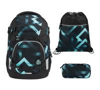 Coocazoo MATE Ensemble cartable 3 pièces pour filles et garçons à partir de la 4ème classe avec sac à dos, trousse et sac de sport, Laser Lights, taille unique