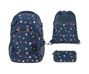 Coocazoo MATE Ensemble cartable 3 pièces pour filles et garçons à partir de la 4ème vec sac à dos, trousse et sac de sport, Bubble Dreams, taille unique