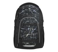Coocazoo Mate Sac à dos d'écolier ergonomique et réglable en hauteur et en taille avec sangle de poitrine et ceinture abdominale, Reflective Splash - Noir/gris, Splash réfléchissant