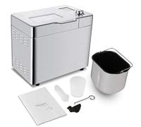 COOCHEER Backmeister Machine à pain 550 W avec 25 programmes, machine à pain en acier inoxydable entièrement automatique avec fonction minuterie de 13 heures, argent