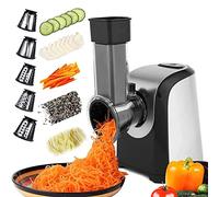 COOCHEER Coupe-légumes électrique | Mandoline professionnelle 5 en 1 50 W avec tambour de coupe pour légumes, fromage, noix, ménage et salade | Passe au lave-vaisselle