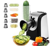 COOCHEER Coupe-légumes électrique, professionnel, 150 W, en acier inoxydable, avec 5 tambours de coupe, pour fruits, légumes et fromages