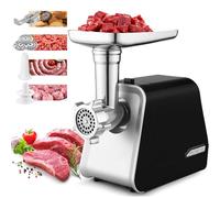 COOCHEER Hachoir à viande électrique, 2000 W, hachoir à viande avec 3 disques perforés, accessoires pour saucisses et kibbe pour cuisine domestique, viande, nourriture pour bébé