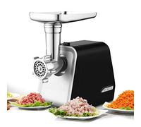 COOCHEER Hachoir à viande professionnel, machine à saucisses professionnelle, 3 accessoires de coupe différents, accessoires pour Kubbe,acier inoxydable,1500W