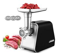 COOCHEER Hachoir à viande professionnel machine à saucisses professionnelle avec 3 accessoires de coupe différents, 2000 W