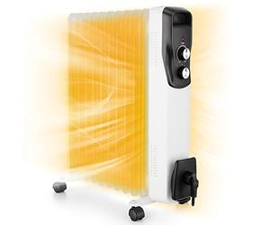 COOCHEER Radiateur à bain d'huile, 2500W 3 niveaux de puissance et thermostat réglable, Radiateur Soufflant Electrique, Protection contre la surchauffe et les basculements