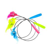 Coockoo, Jouet pour Chat Loomy Set de 3 pièces Vert, Rose et Bleu, Design Rigolo et résistant, avec éclairage LED Rouge, Peluche et Plumes colorées, Stimule l’Instinct de Chasseur, Batterie Incluse