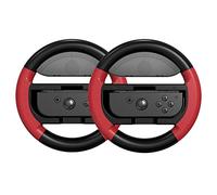 COODIO Volant Pro Switch, Steering Wheel Joy-Con, Prise Confortable Volant de Course Pour Mario Kart 8 Deluxe / Nintendo Switch & Modèle OLED, Noir / Rouge (Pack de 2)
