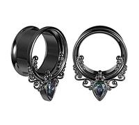 COOEAR 1 paire de jauges d'oreille en acier chirurgical Double tunnel d'oreille en coquillage évasé et bouchons d'oreilles civière.