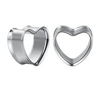 COOEAR 1 paire de manomètres en acier inoxydable pour les oreilles Bouchons de tunnels auriculaires en forme de cœur Stretchers de chair Expander 8mm à 25mm.