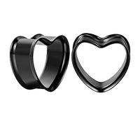 COOEAR 1 paire de manomètres en acier inoxydable pour les oreilles Bouchons de tunnels auriculaires en forme de cœur Stretchers de chair Expander 8mm à 25mm.