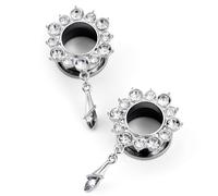 COOEAR Bijoux plaqués or, fleur, acier inoxydable, cristal, pierres précieuses, vis, dos, bouchons d'oreille, jauges, vendus par paire.