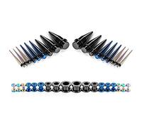 COOEAR Ensemble de cônes et de bouchons d'oreille Kit de tunnels Jauges de piercing Boucles d'oreilles 36 pièces 1,6mm à 10mm Ensemble de civières de bijoux cadeaux.