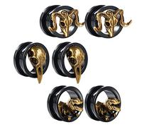 COOEAR Jauges Oreilles Bouchons et tunnels Boucles d'oreilles à vis noires Perçage de mise à niveau 1 paire de civières d'emballage cadeau 6mm à 25mm.