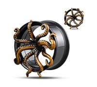 COOEAR Vis de retour en acier inoxydable Tunnel d'oreille et bouchons de mesure pour boucles d'oreilles, Expanseur de piercing Octopus Logo Stretcher., 8 mm, Acier inoxydable, Grès