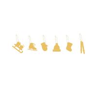 Cooee Design Décor Activités d’hiver suspensions de Noël. lot de 6 Laiton