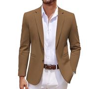 COOFADNY Blazer décontracté en Velours côtelé pour Homme, Coupe Classique, Deux Boutons, Veste Blazer Tendance à Revers cranté, Marron, S
