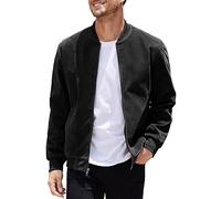 COOFANDY Blouson aviateur vintage en daim pour homme, noir, Large
