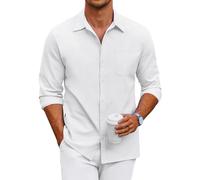 COOFANDY Chemises Décontractées à Manches Longues pour Hommes Regular Fit Chemise de Plage d'Été Chemise Oxford Chemise de Travail Modèle 3 XL