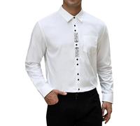 COOFANDY Chemises Traditionnelles pour Hommes Chemise Oktoberfest Coupe Slim Manches Longues Chemise Décontractée Bavaroise Blanche XXXL