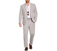 Coofandy Ensemble 2 pièces en Lin pour Homme, Coupe Droite, Blazer léger et décontracté, Gris Clair, Taille XL