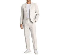 Coofandy Ensemble de Costumes en Lin pour Hommes, 2 pièces, Coupe régulière, décontracté, léger, pour l'été, la Plage et Les Mariages, Taille XL
