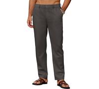 COOFANDY Pantalon Homme en Lin Léger Pantalon d'été Décontracté Pantalons de Plage Uni avec Poches Taille Elastique Gris Foncé L