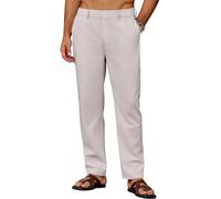 COOFANDY Pantalon Homme en Lin Léger Pantalon d'été Décontracté Pantalons de Plage Uni avec Poches Taille Elastique Gris Clair XL