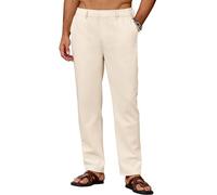COOFANDY Pantalon Homme Léger Pantalon Décontracté Homme Taille Elastique Pantalons d'été de Plage Uni avec Poches Beige M